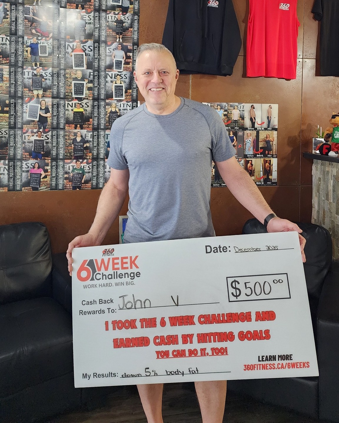 John V, 360 Fitness 6 Week Challenge $500 reward winner down 5 percent body fat