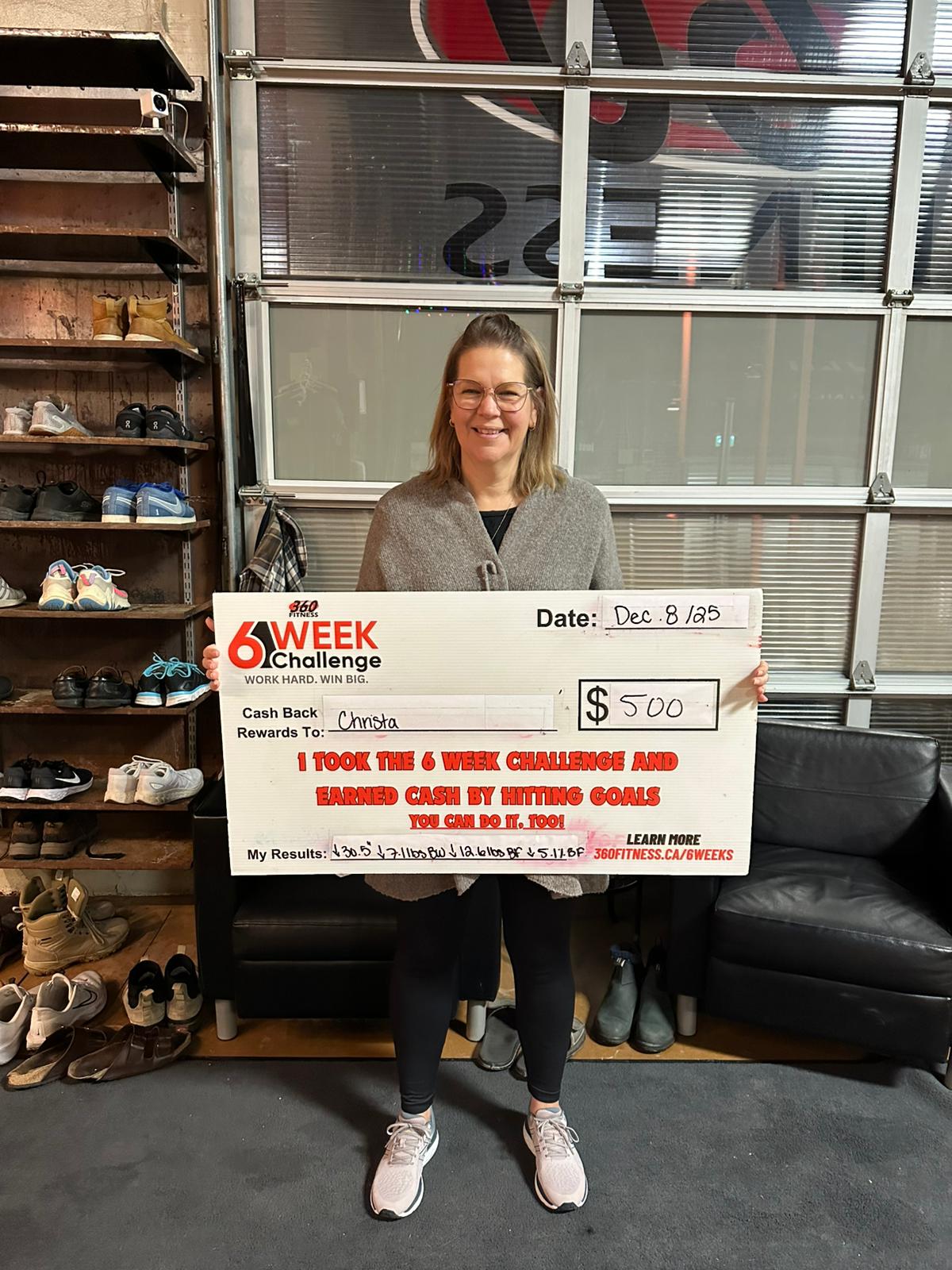 Christa, 360 Fitness 6 Week Challenge $500 reward winner down 5.1 percent body fat