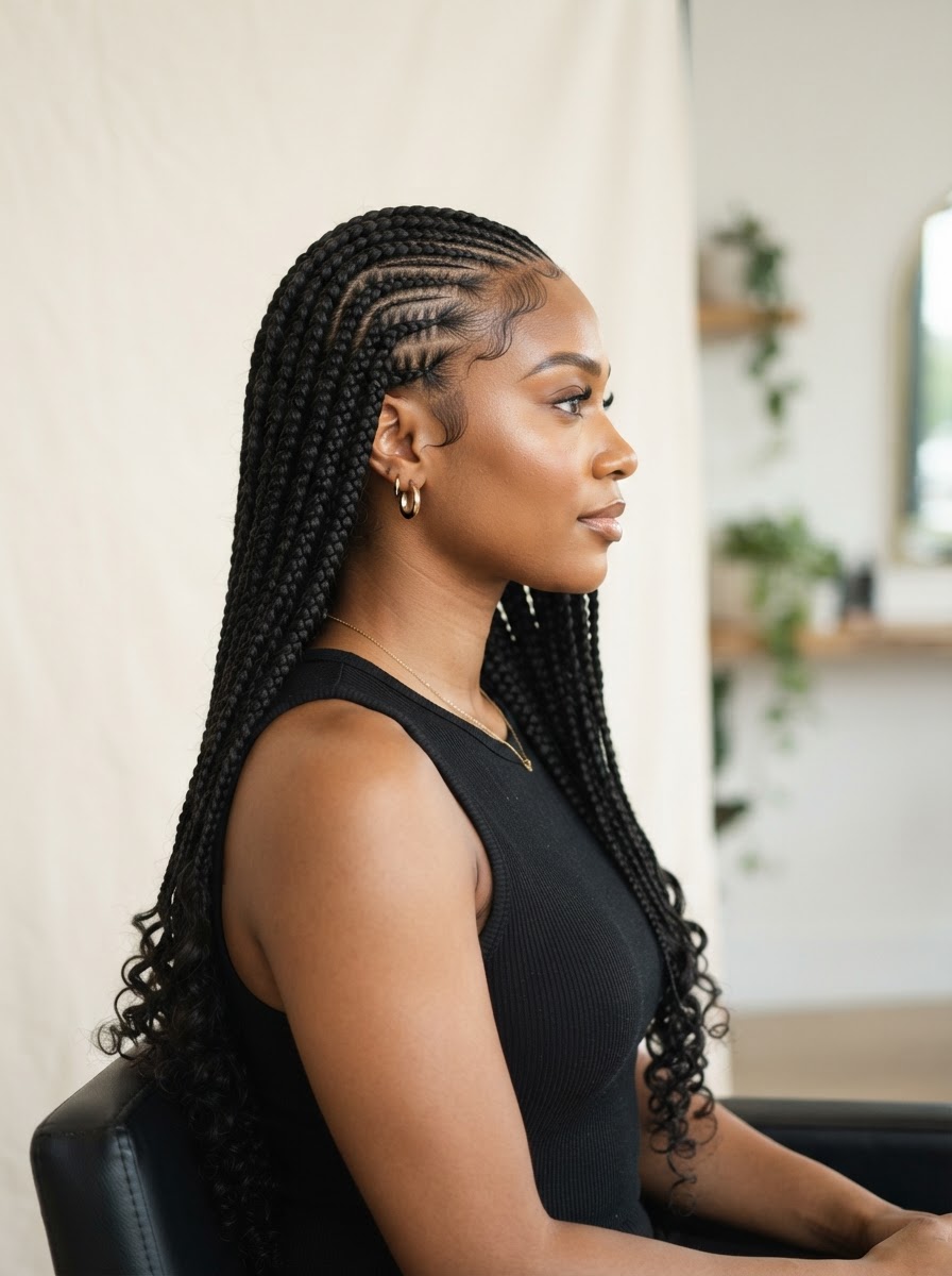 Half Cornrow Half Knotless
