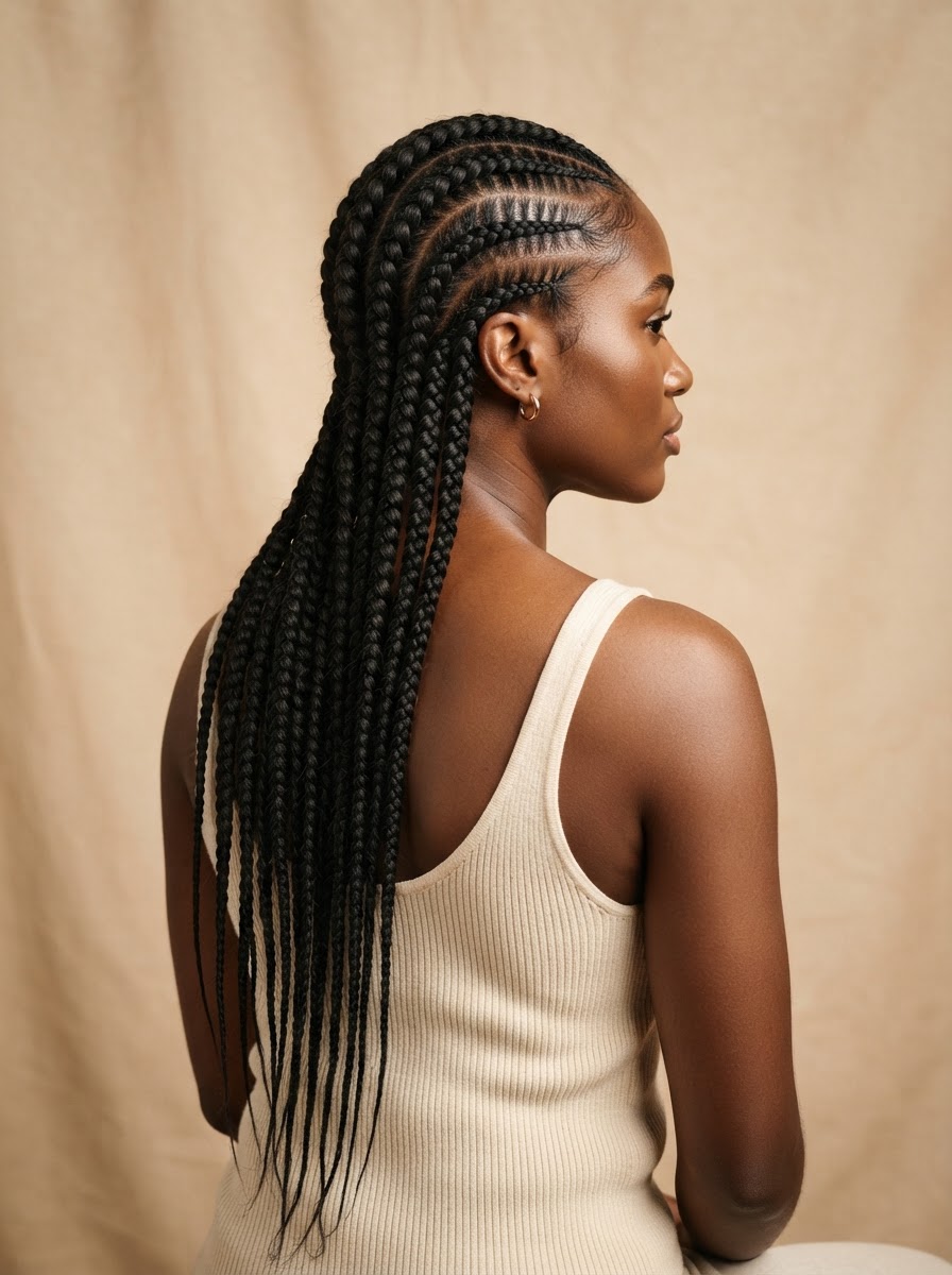 Half Cornrow Half Box Braids