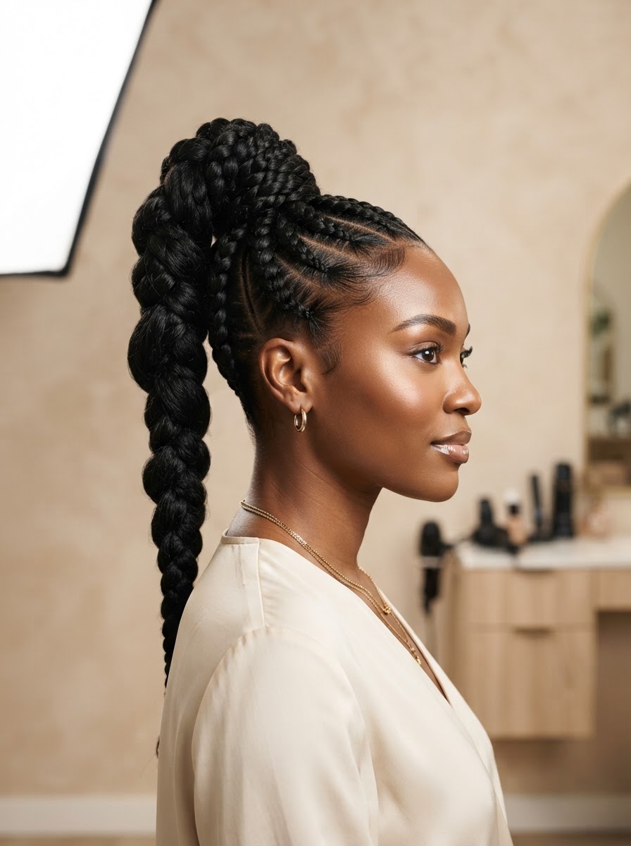 High Braided Ponytail