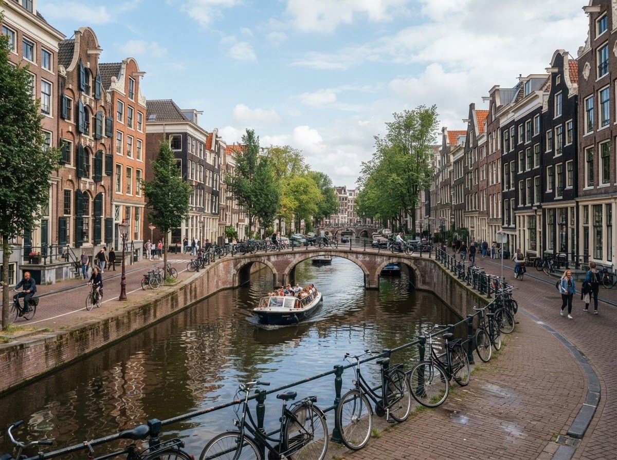 Canales y arquitectura característica de Ámsterdam, Países Bajos