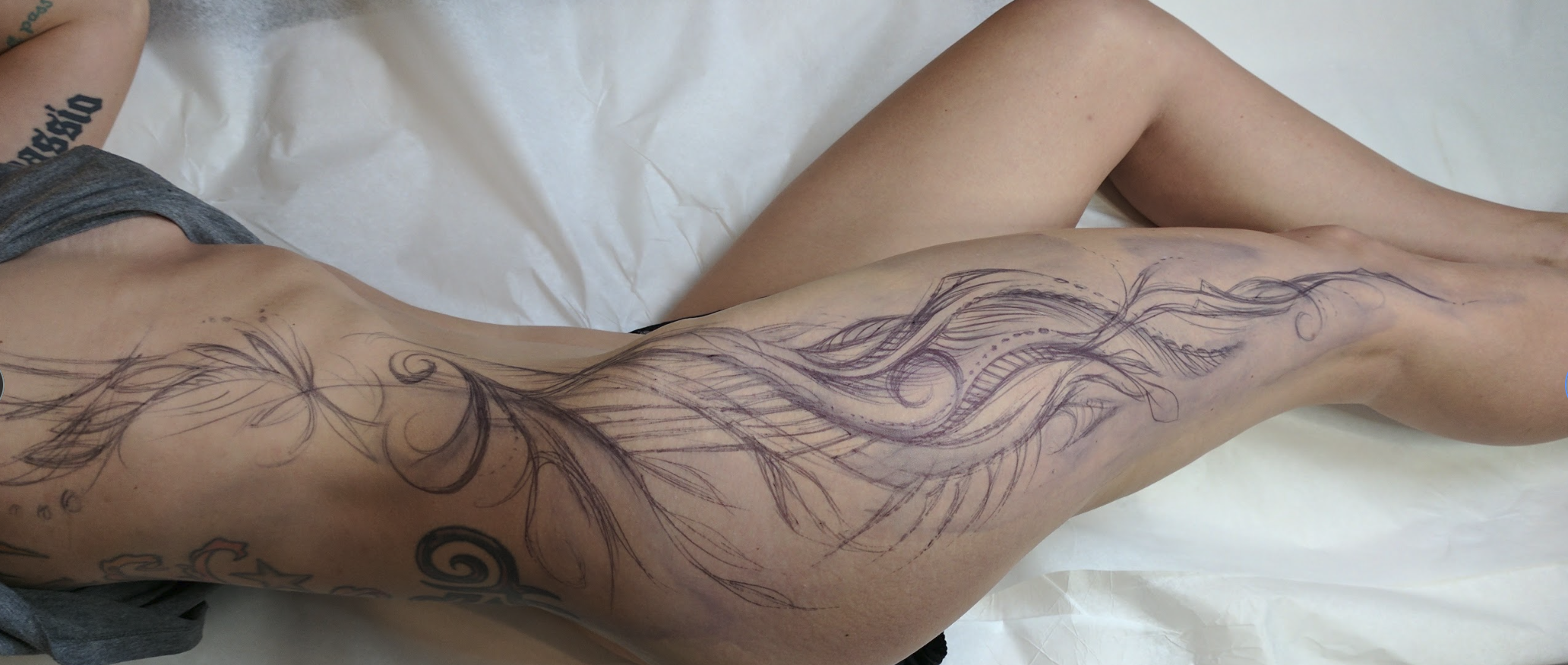 Intuitive Flow & Botanical Freehand Tattoo by Justine Almaraz