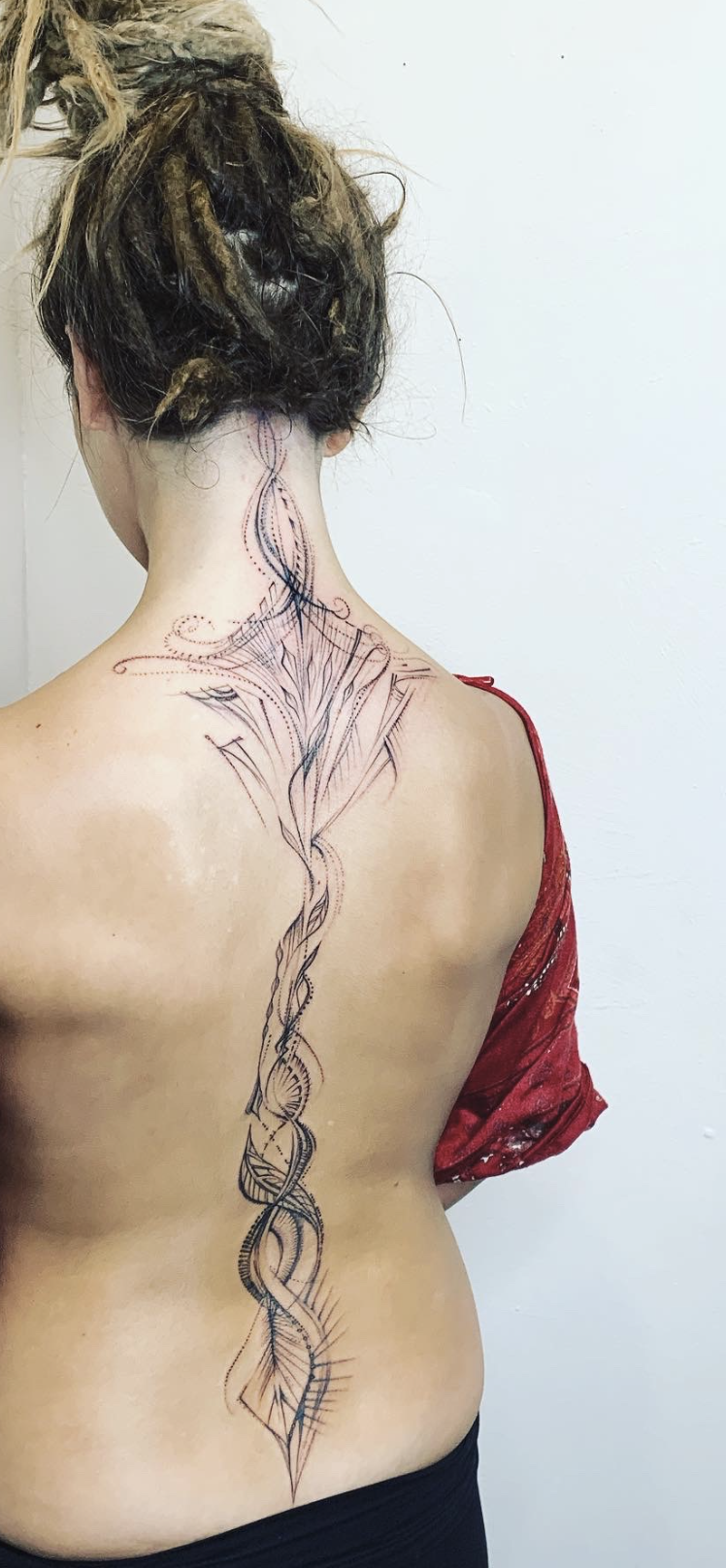 Sacred Full Spine Energetic Alignment & Neck Lineage Tattoo by Justine Almaraz