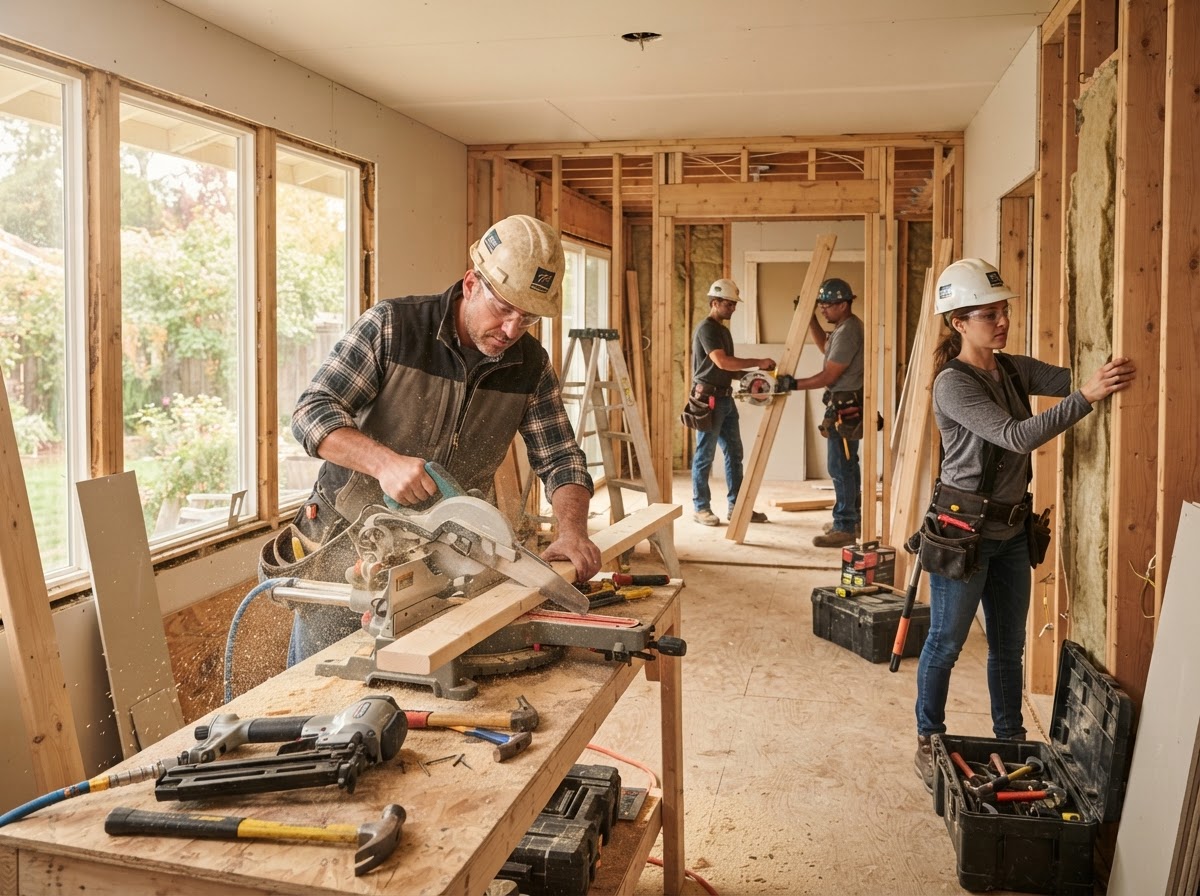Task Force Home Services crew on a remodeling job