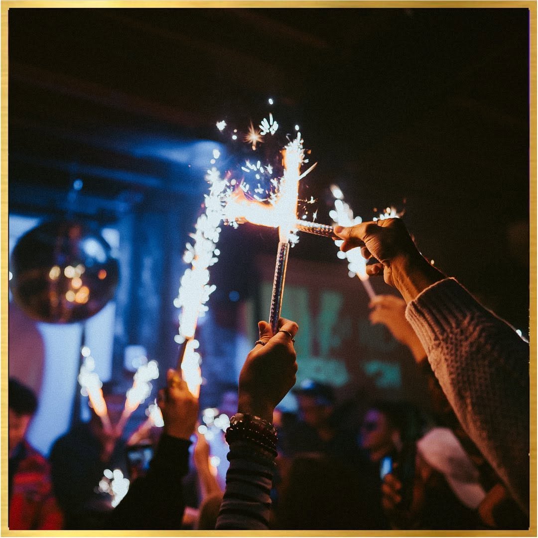 Sparkler bottle celebration at McQueens