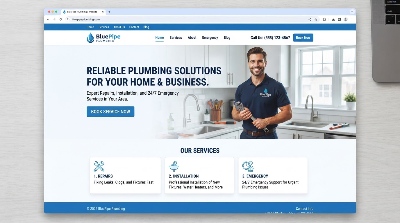 Professional plumbing business website built by JoinGrowStack