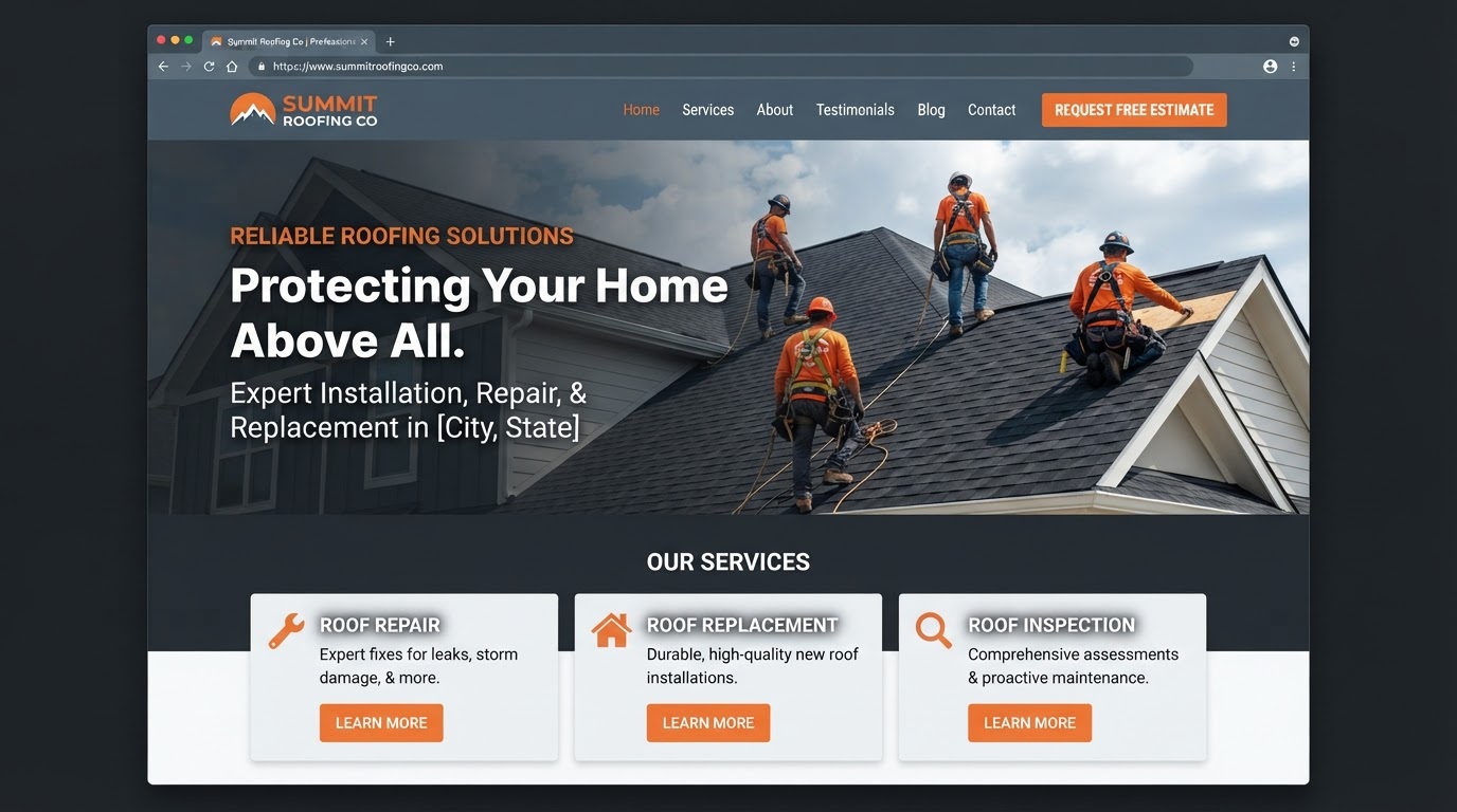 Roofing business website concept by JoinGrowStack