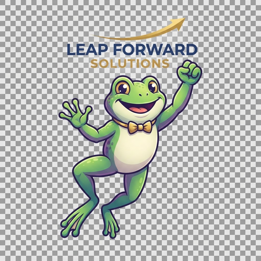 Leap Forward Solutions frog mascot