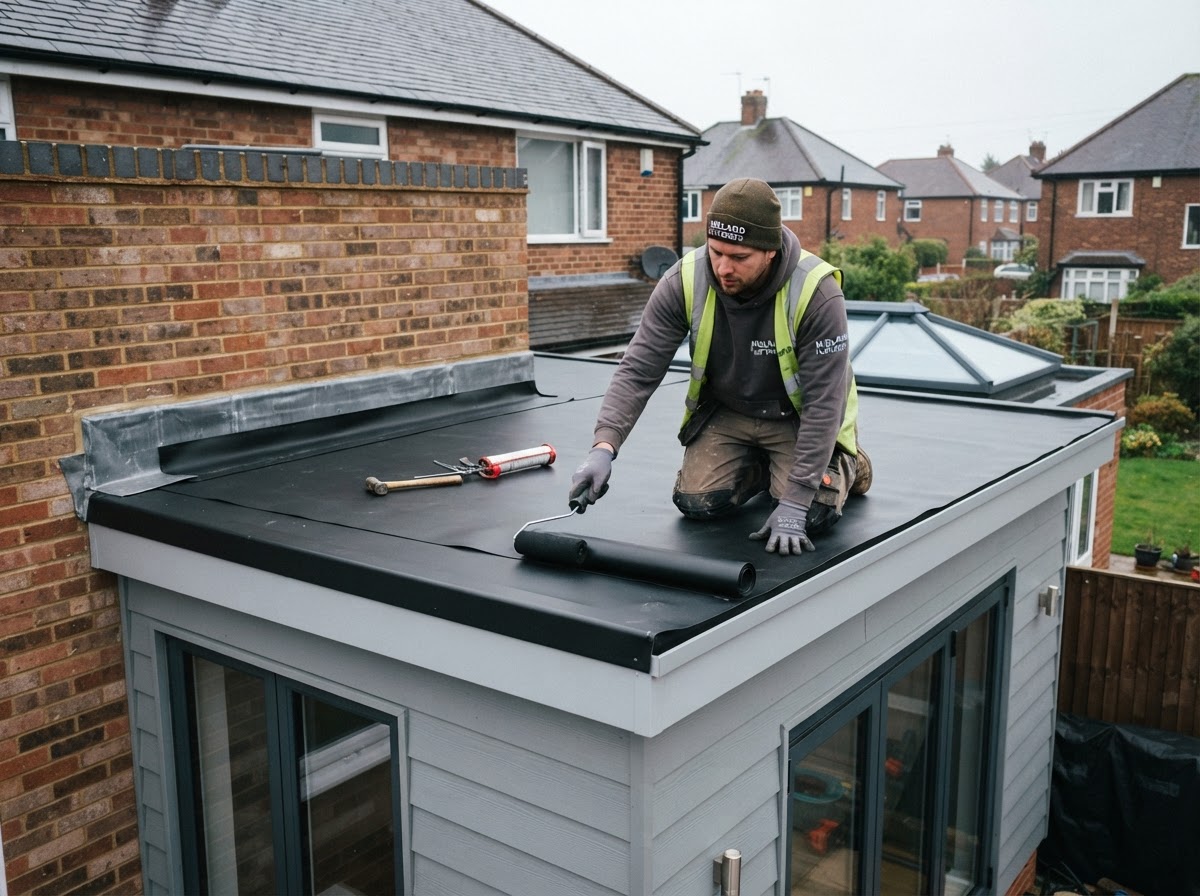 Flat roofing installation on a property in Dorset