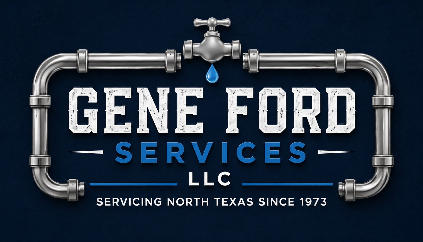 Gene Ford Services branded hero graphic for residential plumbing repair and installation in Denison, TX