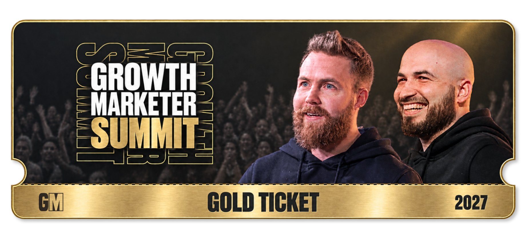 Growth Marketer Summit 2027 Gold Ticket Mockup