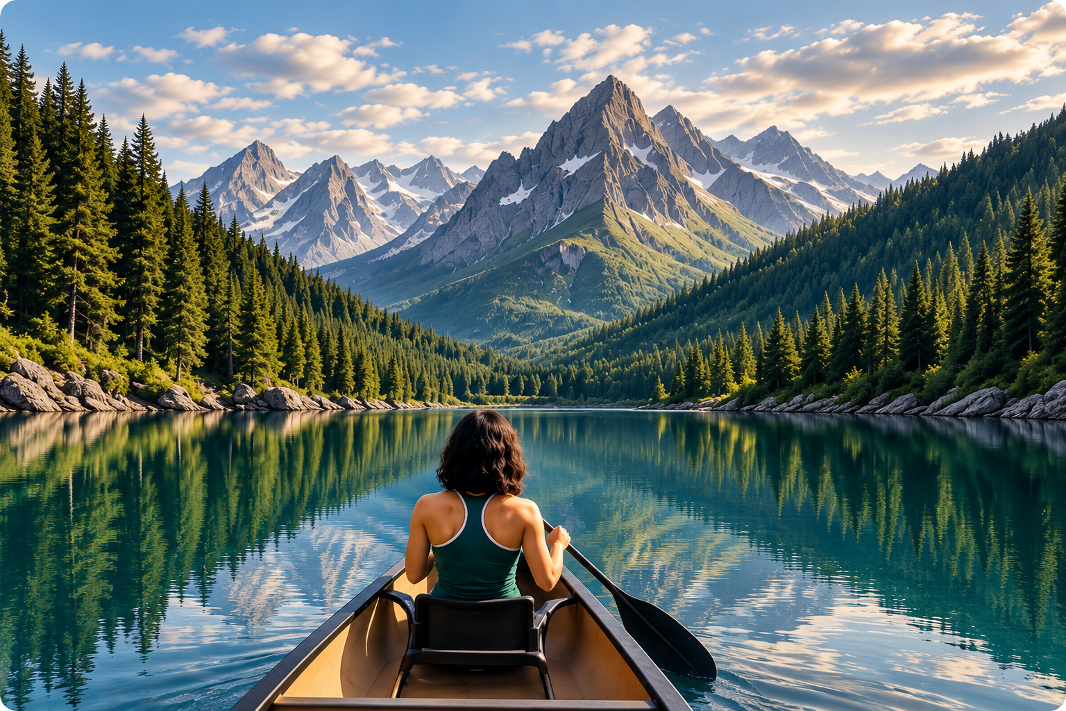 Amanda Rose Walstrom canoeing by lake