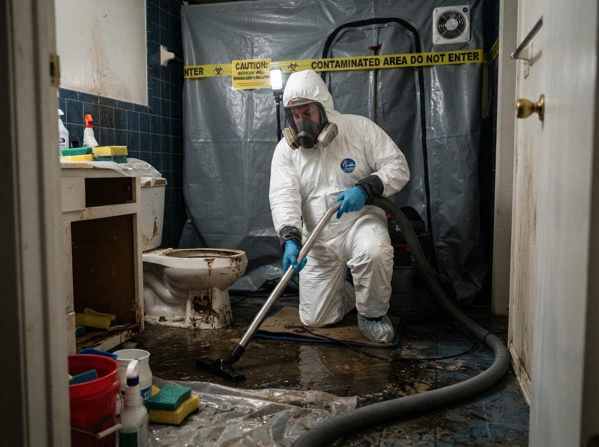 Sewage backup and black water cleanup in Claremont