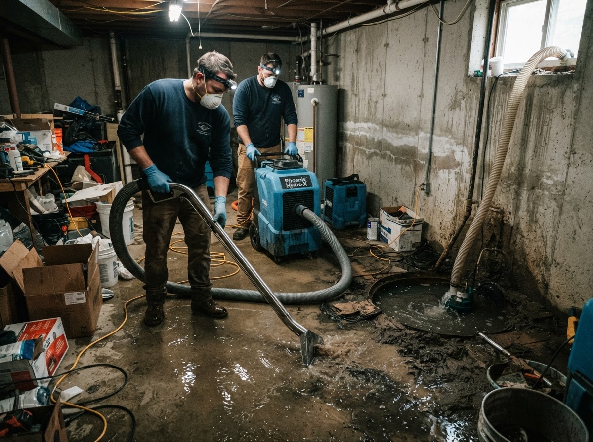 Sump pump failure cleanup near Claremont
