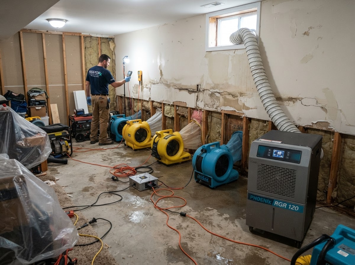 Structural drying and dehumidification in Claremont