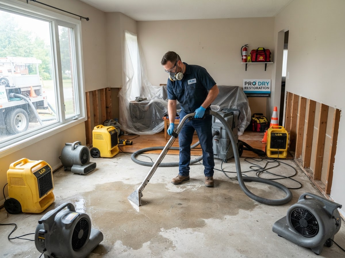 Flood damage cleanup in Claremont