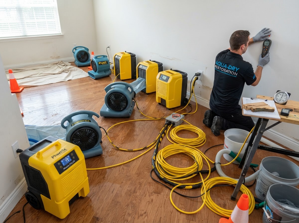 Structural drying and dehumidification in Claremont