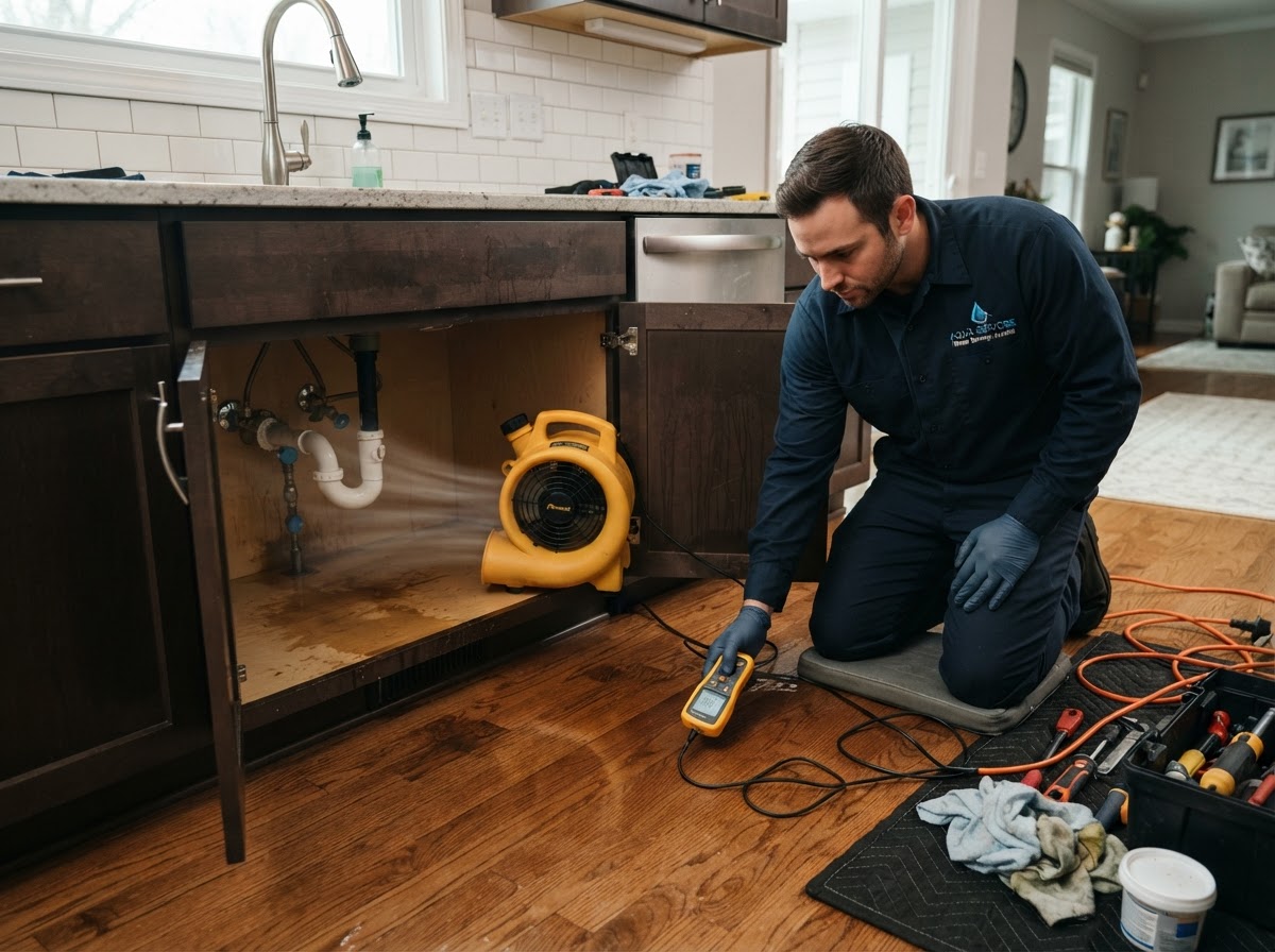 Plumbing leak cleanup and structural drying near Claremont