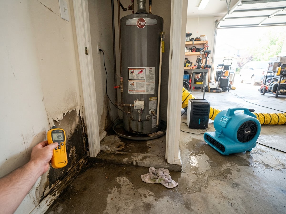 Water heater leak cleanup near Claremont