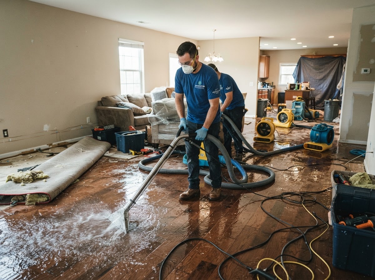 Flood damage cleanup near Claremont