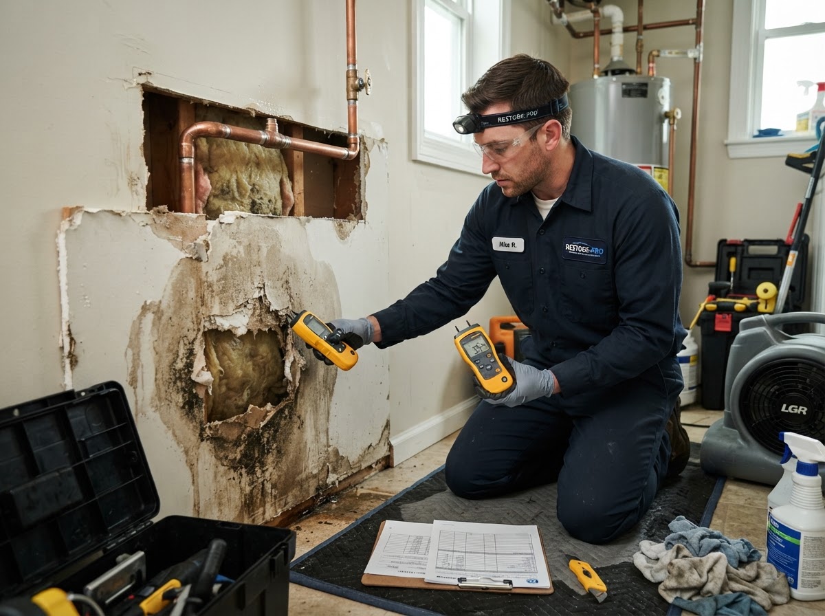 Burst pipe water damage cleanup in Claremont