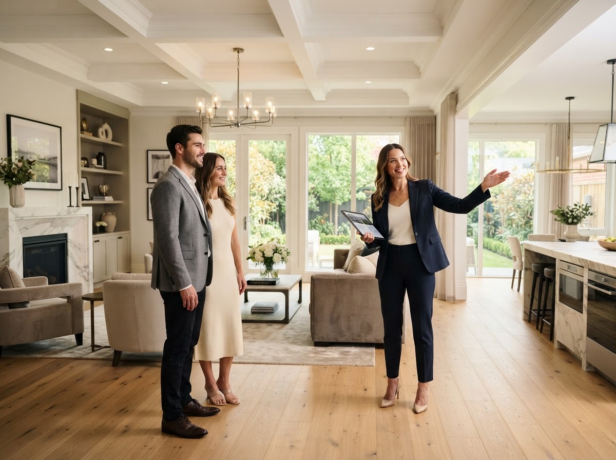 Agent showing property to clients