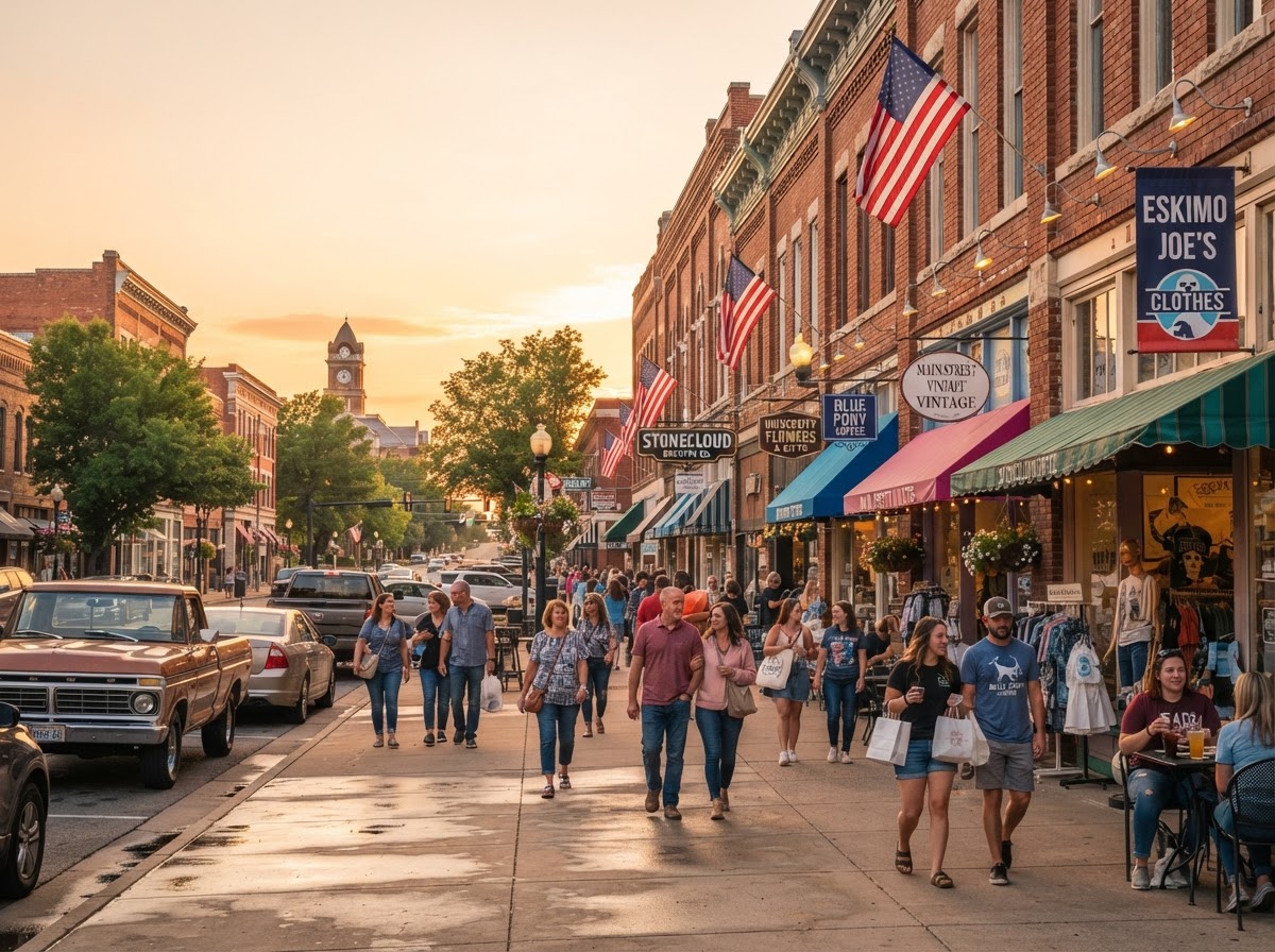 Stillwater local shoppers on Main Street