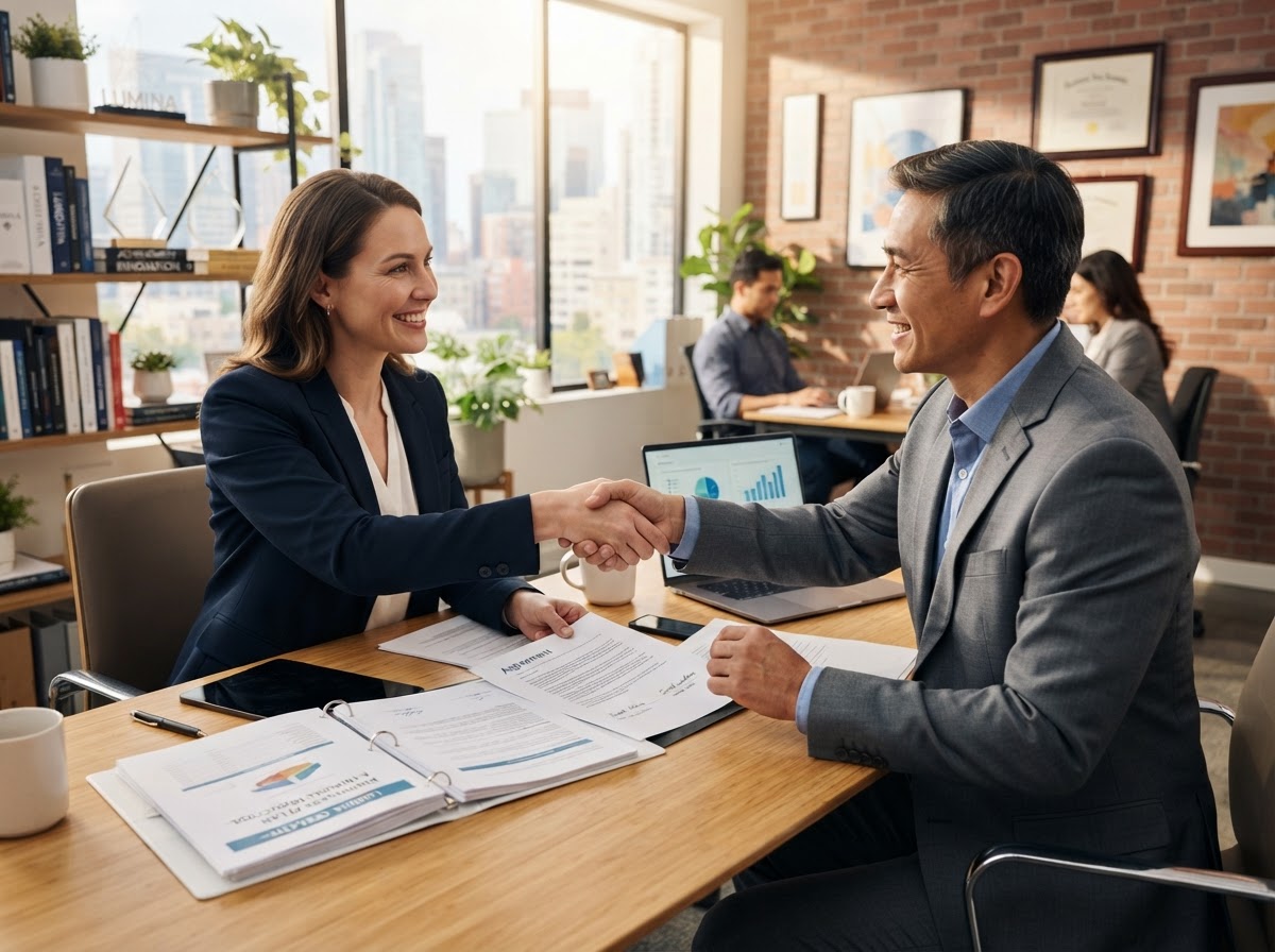Business advisor helping an entrepreneur start a new business