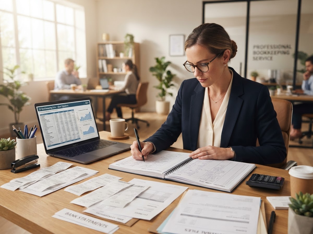 Accountant organizing financial records and bookkeeping