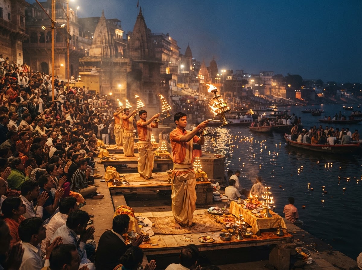 Varanasi ghats Ganga Aarti