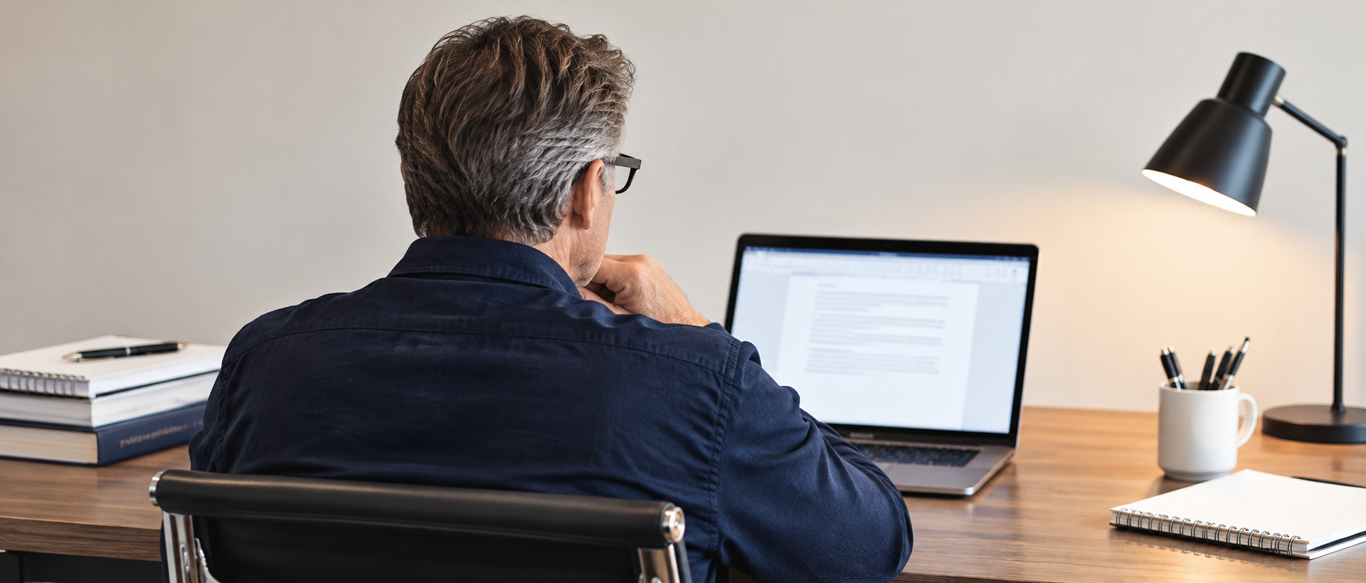 Rhee Gold at his desk writing articles and reflections for dance teachers and studio owners