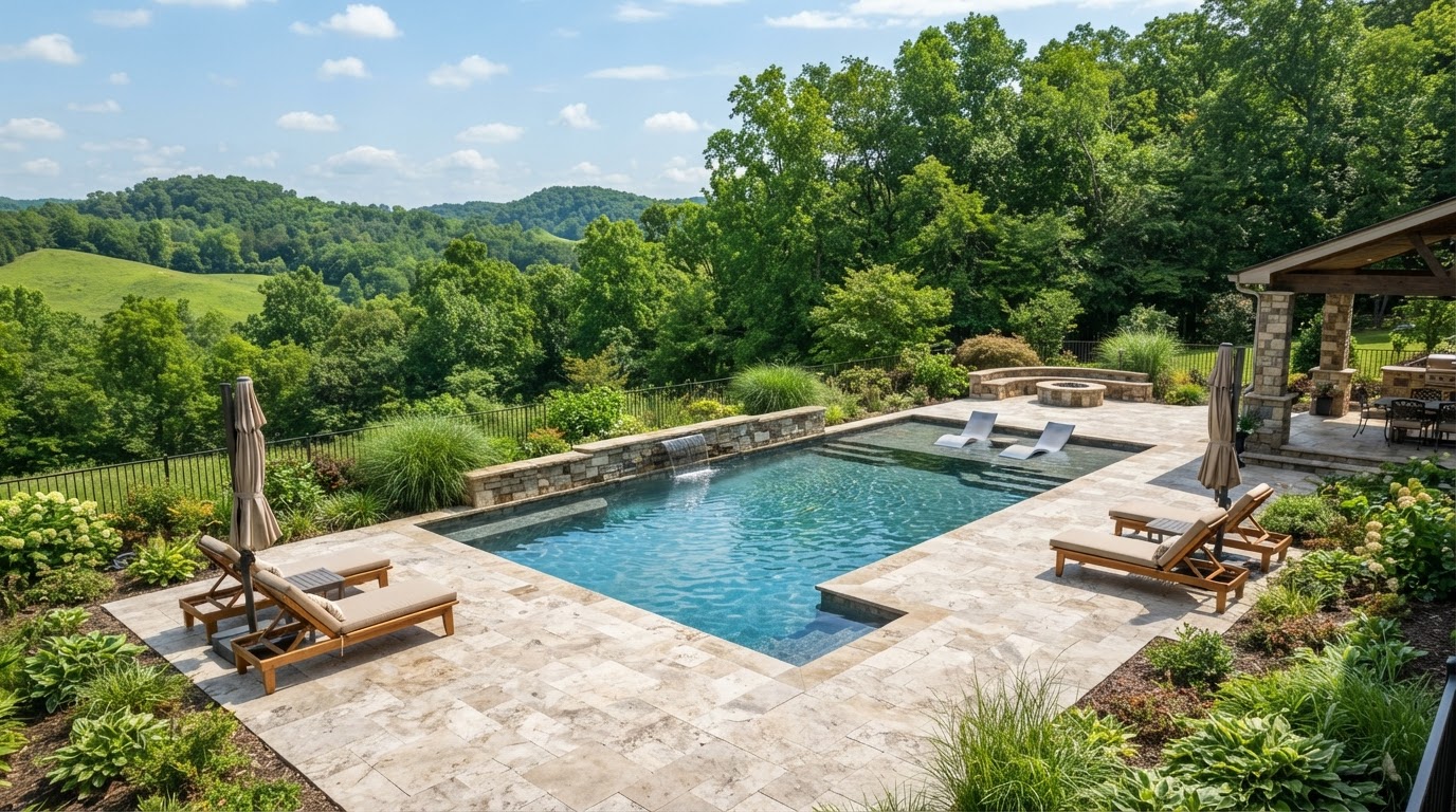 Luxury swimming pool and outdoor living area
