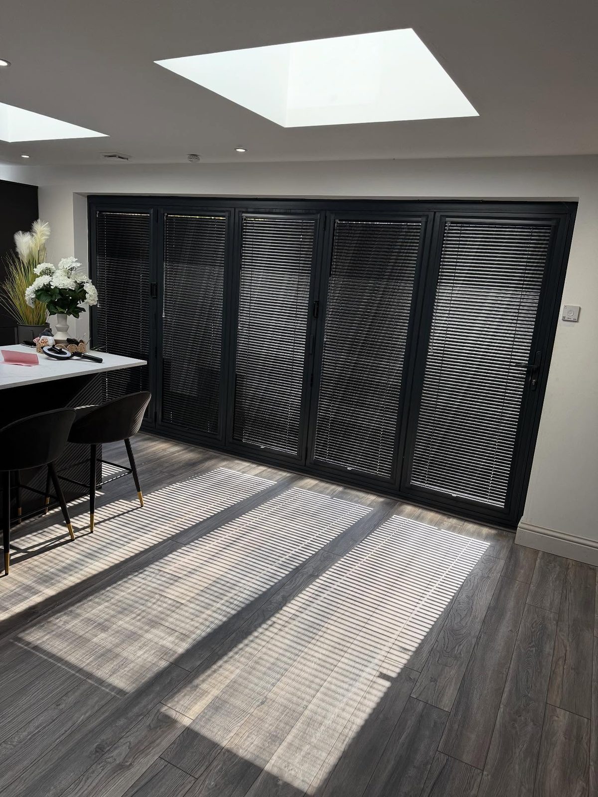 Bespoke blinds fitted across patio doors