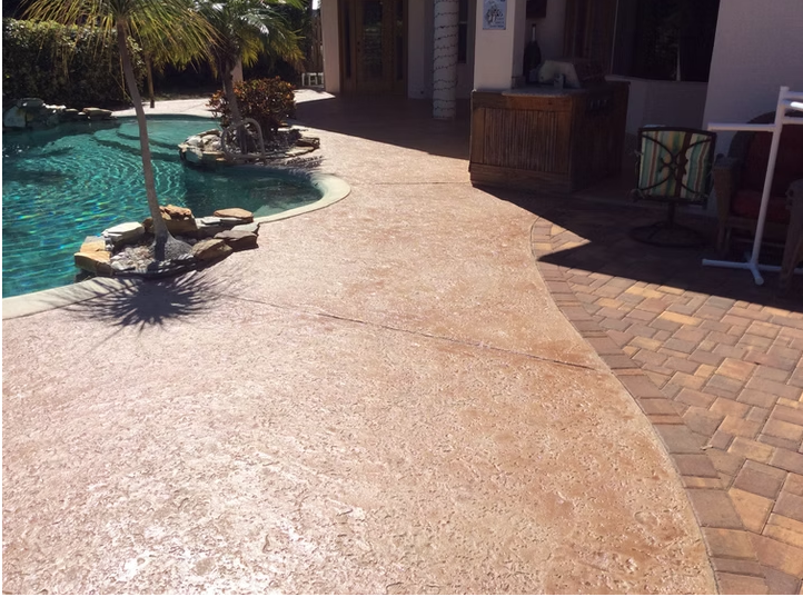 Textured Deck with Paver Inlay Transition