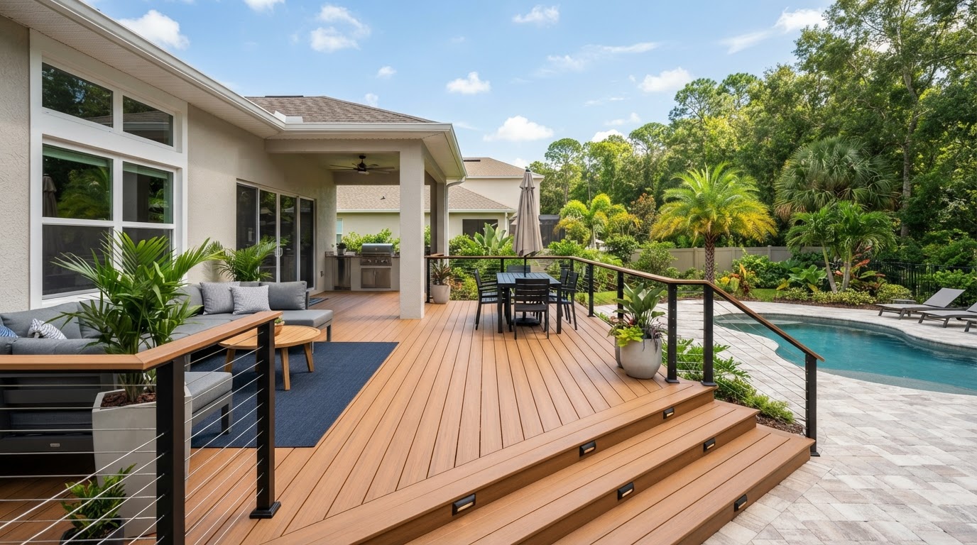 Composite and Trex deck installation near Gainesville