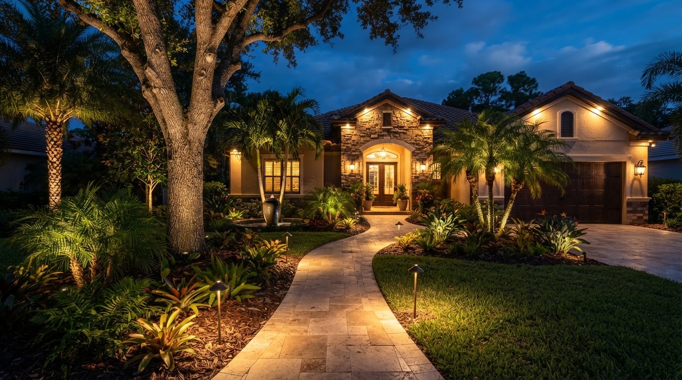 Landscape lighting installation near Gainesville