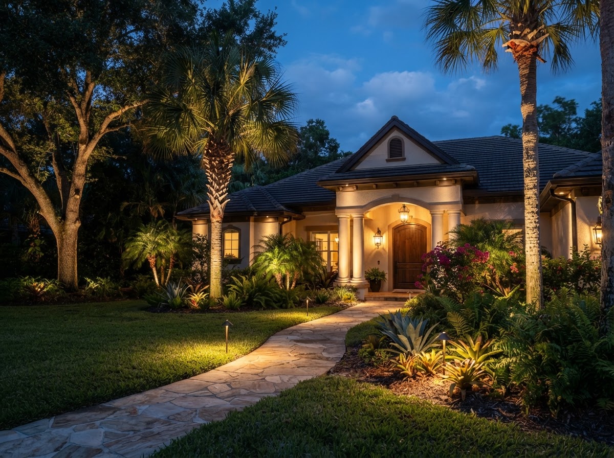 Landscape lighting installation near Gainesville Florida
