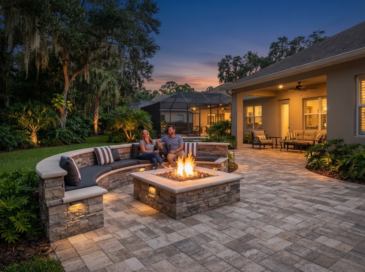 Fire pit and outdoor fireplace installation near Gainesville