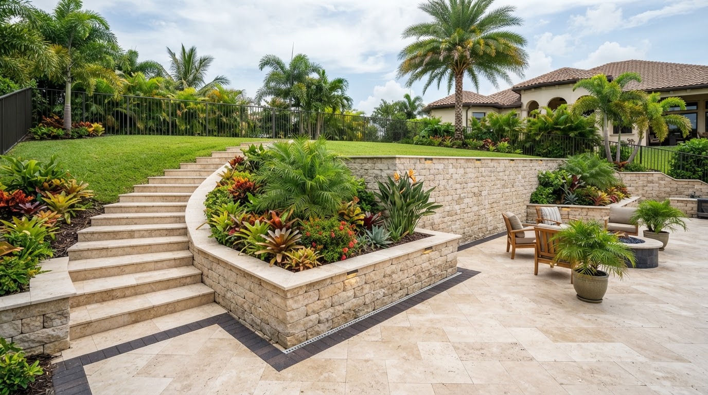 Retaining wall and hardscape installation near Gainesville