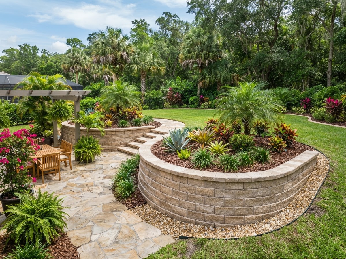 Retaining wall and hardscape installation near Gainesville Florida