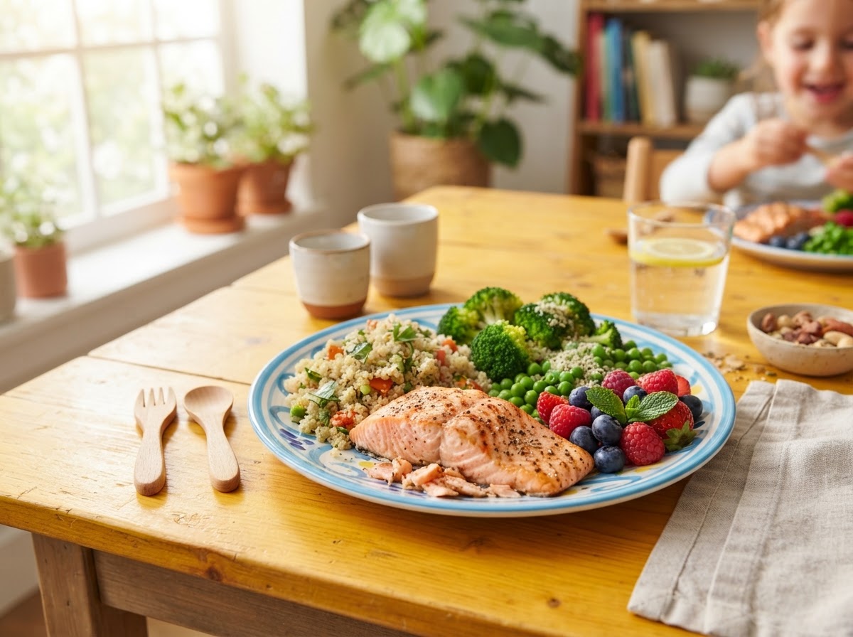 Brain-fueling whole foods for children — salmon, eggs and berries
