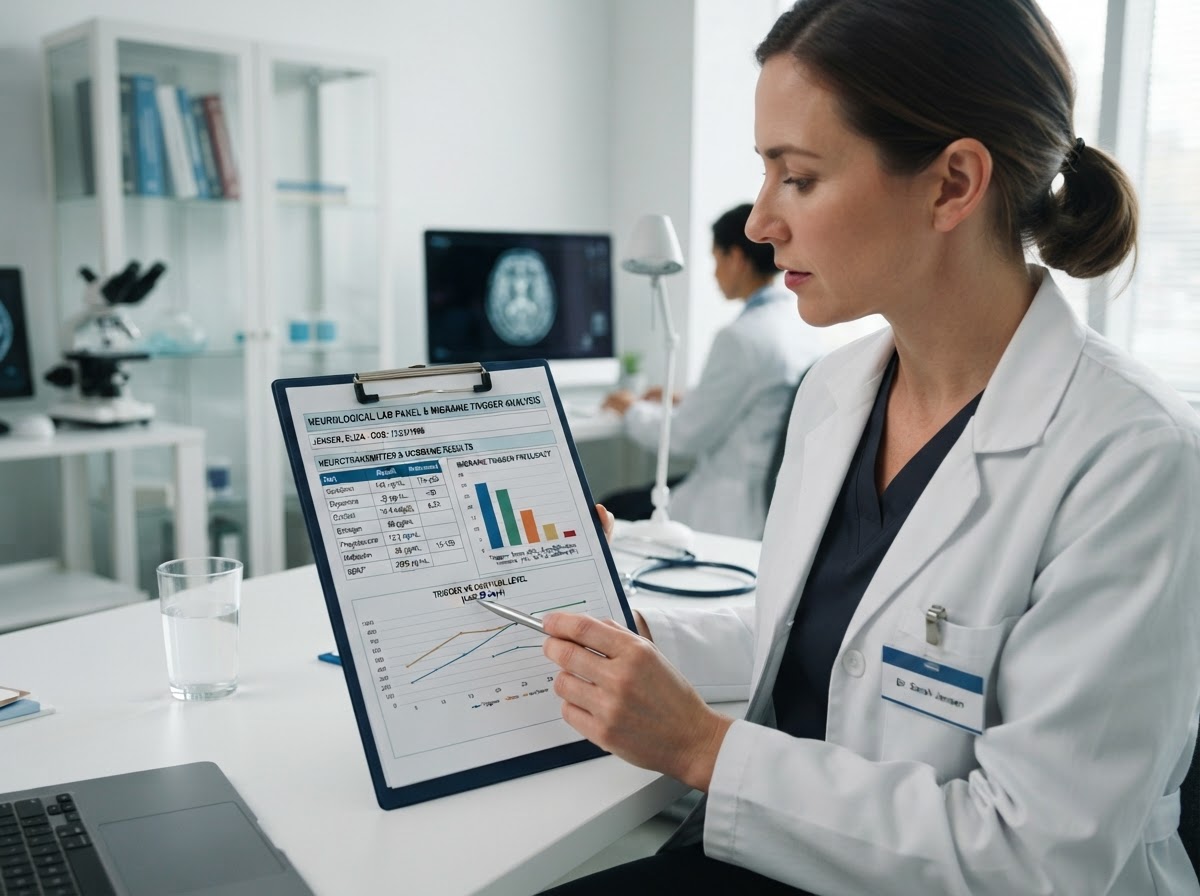 Neurological lab panel with migraine trigger hormone analysis