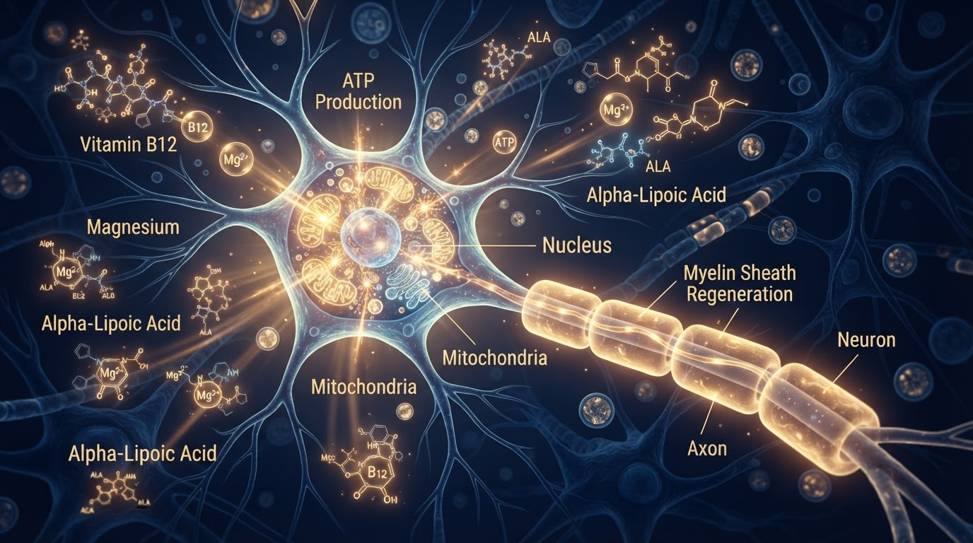 Cellular healing and nerve regeneration with mitochondria energy production