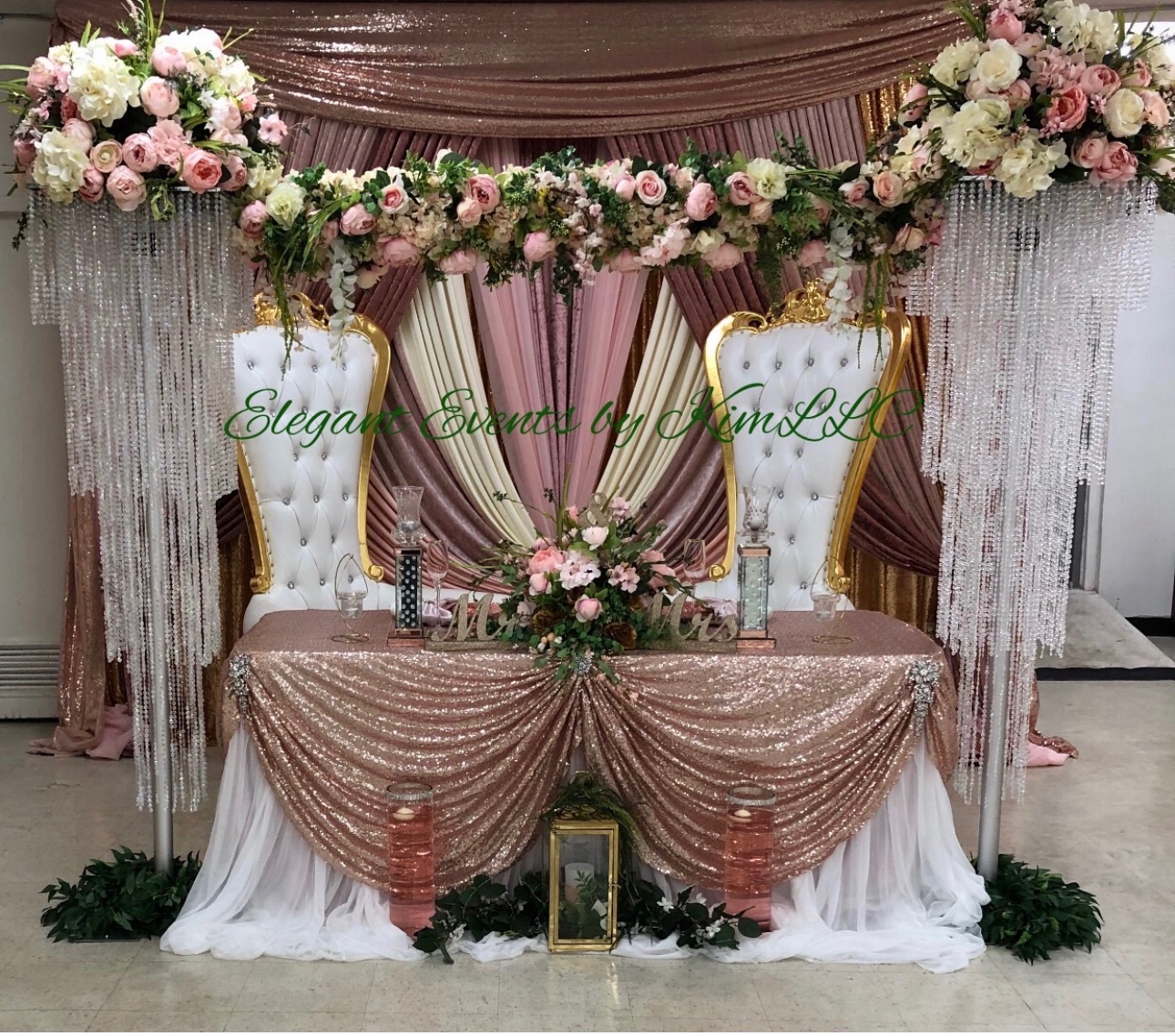 Luxe Rose Gold Wedding Sweetheart Pavilion