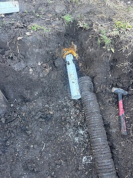Drain tile repair corrugated drain pipe connection, Dylan Busey & Co Excavation