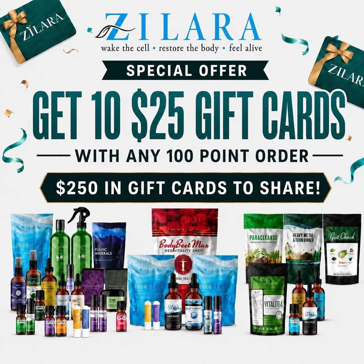 Special Offer: Get 10 $25 Gift Cards with any 100 point order