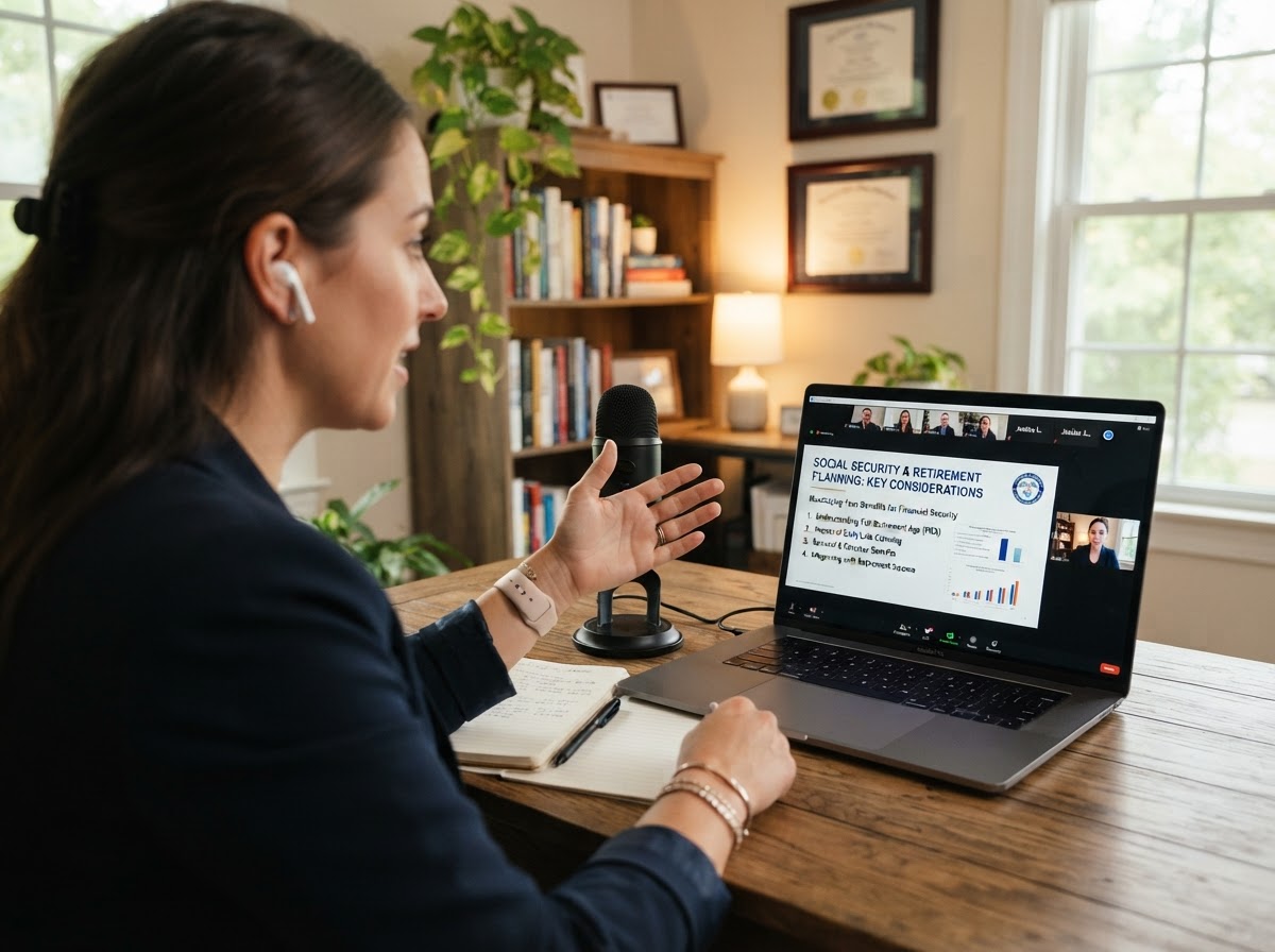 A BCA advisor leading a virtual retirement education presentation