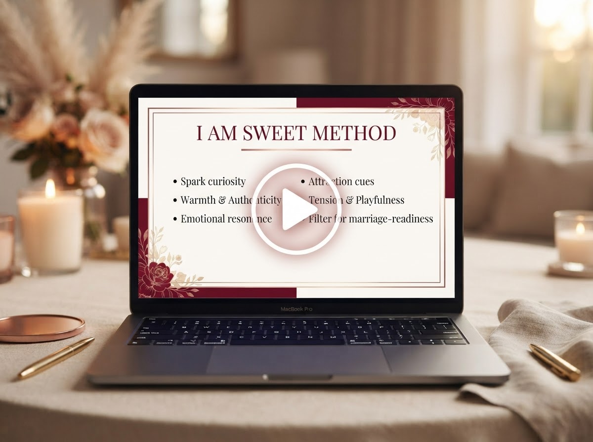 I AM SWEET Method video training PowerPoint slide on laptop