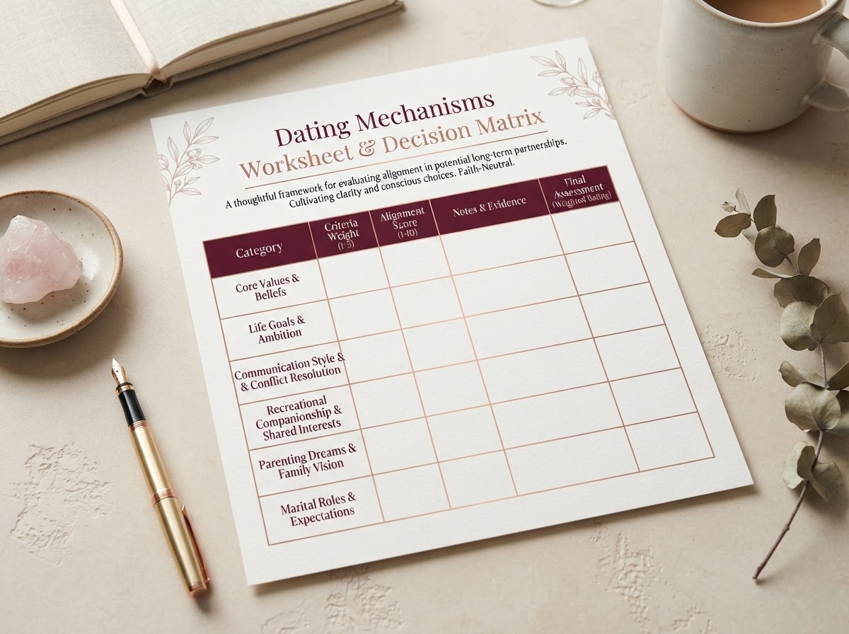 Dating Mechanisms decision matrix worksheet